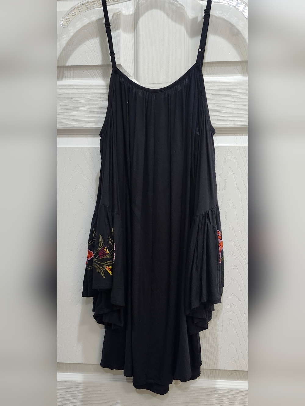 Feathers Off the Shoulder Floral Embroidered Dress Bell Sleeves Boho Size Large - Picture 5 of 8